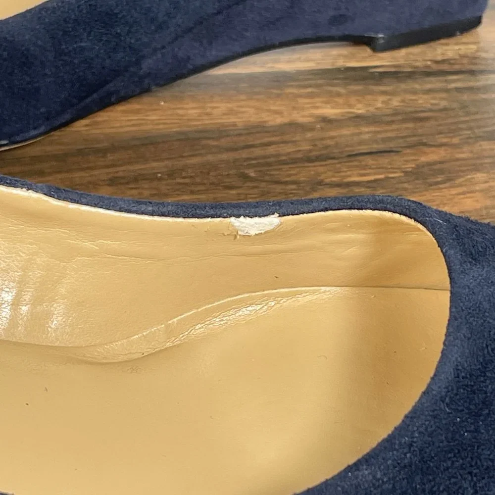 Talbots Women's Size 6.5 Shoes Blue Suede Slip On Comfort Wedge Pump